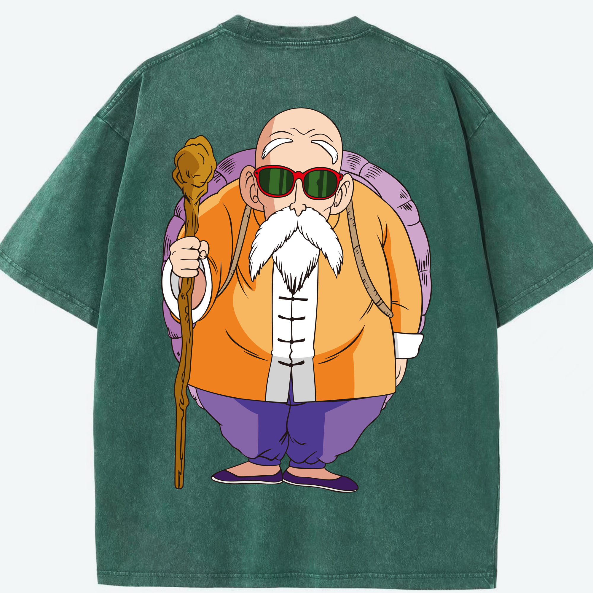 （画像用） ドラゴンボール 亀仙人（かめせんにん） DRAGON BALL Master Roshi Kame Sennin 綿100% ヴィンテージ風 半袖Tシャツ（背面プリント）